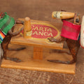 Lot 007 - Vintage Mexican Folk Art Pair Of Taxidermy Frogs Drinking Beer In Sombreros