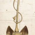 Lot 011 - Antique Cast Brass Fox Head Door Stop With Tail Handle, V.M. Maker's Mark