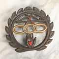 Lot 037 - Vintage Reproduction Cast Iron Odd Fellows Trivet, I.O.O.F., With The Three Links, F.L.T., Heart In Hand, Signed Wilton