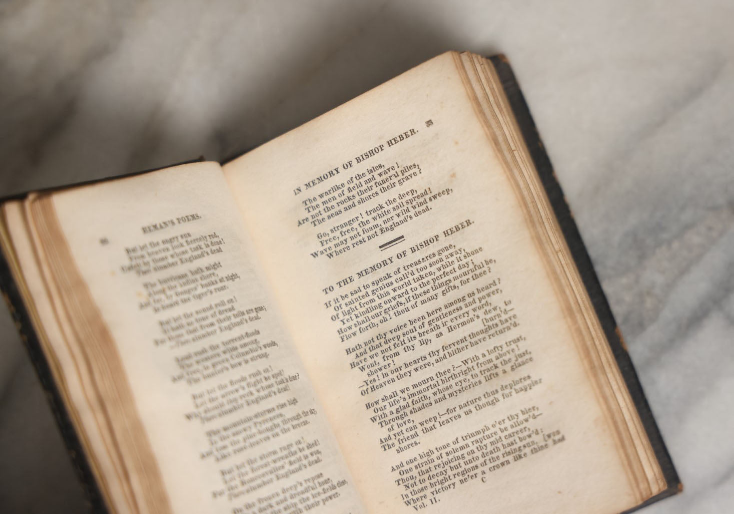 Lot 057 - "The Poetical Works Of Mrs. Hemans" Pair Of Antique Poetry Books, Poetry Of Felicia Dorothea Hemans Volumes I And II, Note Wear, Poems On Death And More