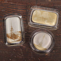 Lot 033 - Grouping Of Three Antique Glass Photo Souvenir Paperweights, Old South Church, Boston, East Rock Monument, New Haven, Connecticut, And Temple Music, Pan-American Exposition