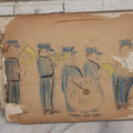 Lot 095 - Vintage Naive Drawing On Book Cover Of A Marching Band, Child's Drawing