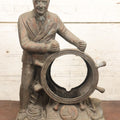 Lot 037 - Vintage Pot Metal Franklin Delano Roosevelt F.D.R. The Man Of The Hour Clock Case, Circa 1930s, New Deal, With Ship's Wheel, No Clock