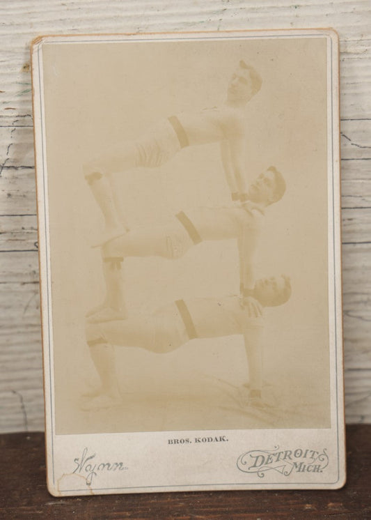 Lot 072 - Antique Cabinet Card Photograph Of Circus Performer Acrobats, The Brothers Kodak, Wynn Photographer, Detroit, Michigan