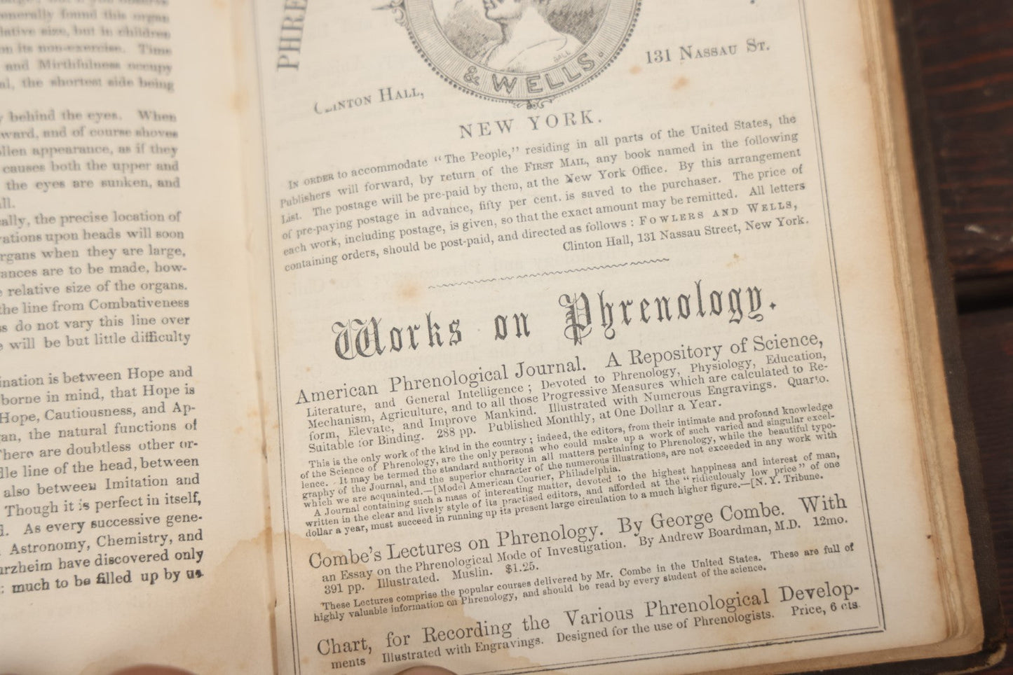 Lot 082 - "The Illustrated Self-Instructor In Phrenology And Physiology With 100 Engravings And A Chart Of The Character" Antique Book By O.S. And L.N. Fowler, 1854 Edition