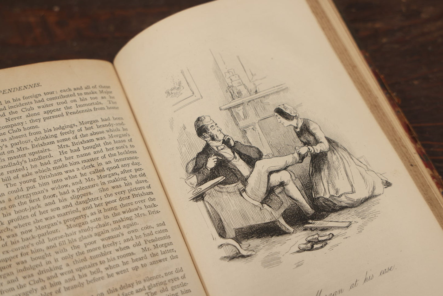 Lot 084 - "The Works Of William Makepeace Thackeray" Volume Ii, "The History Of Pendennis" And Volume  Xii, "The Christmas Books Of Mr. M.A. Titmarsh," Pair Of Antique Illustrated Books