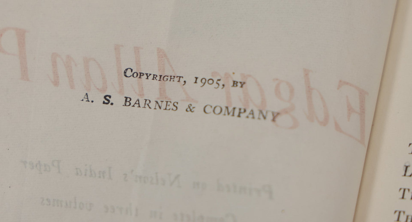 Lot 085 - "The Works Of Edgar Allan Poe" Pair Of Antique Books, A.S. Barnes & Company 1905 Editions, Volume I And Volume Iii