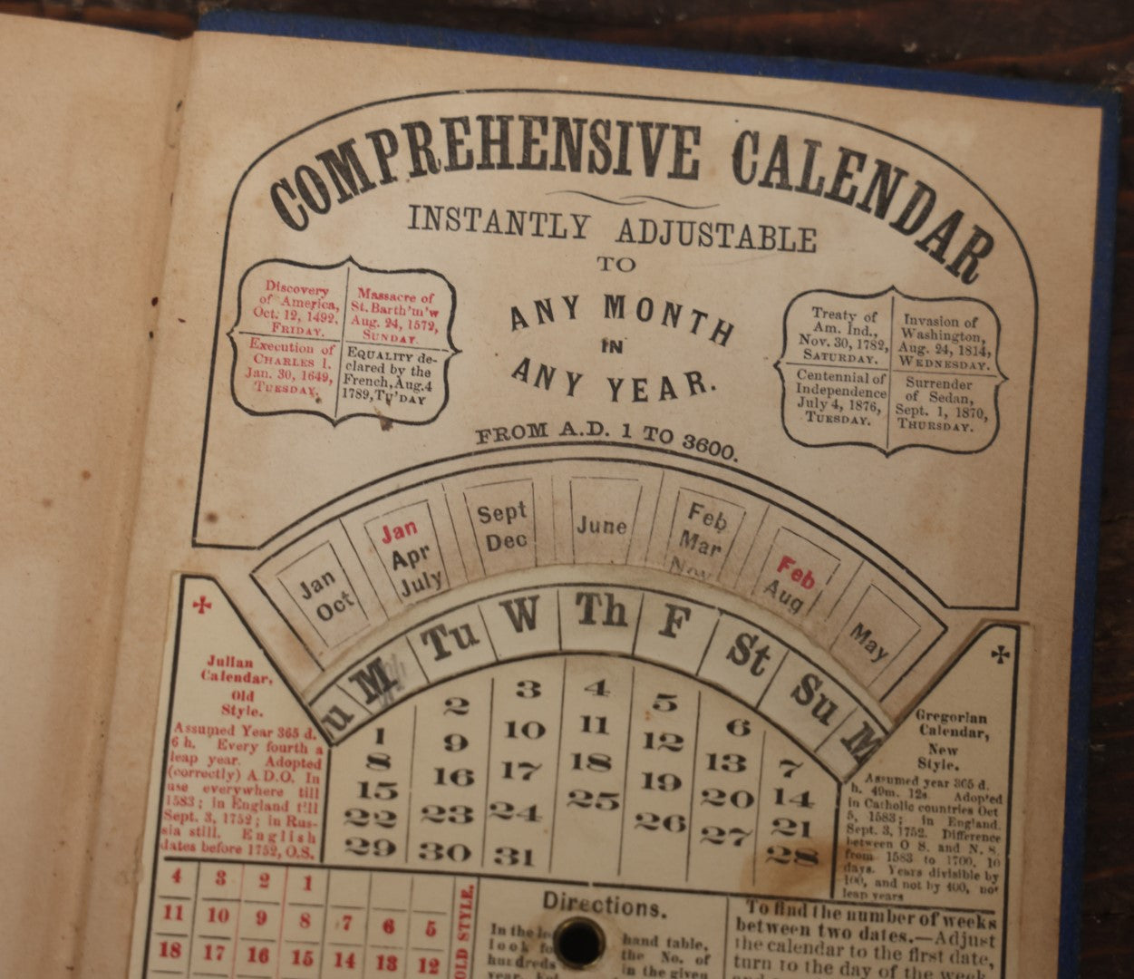 Lot 087 - "Goodrich'S Lightening Calculator:The Art Of Computation" Early Math Book With Perpetual Calendar, Lightning Graphics, Sparsely Illustrated, 1873