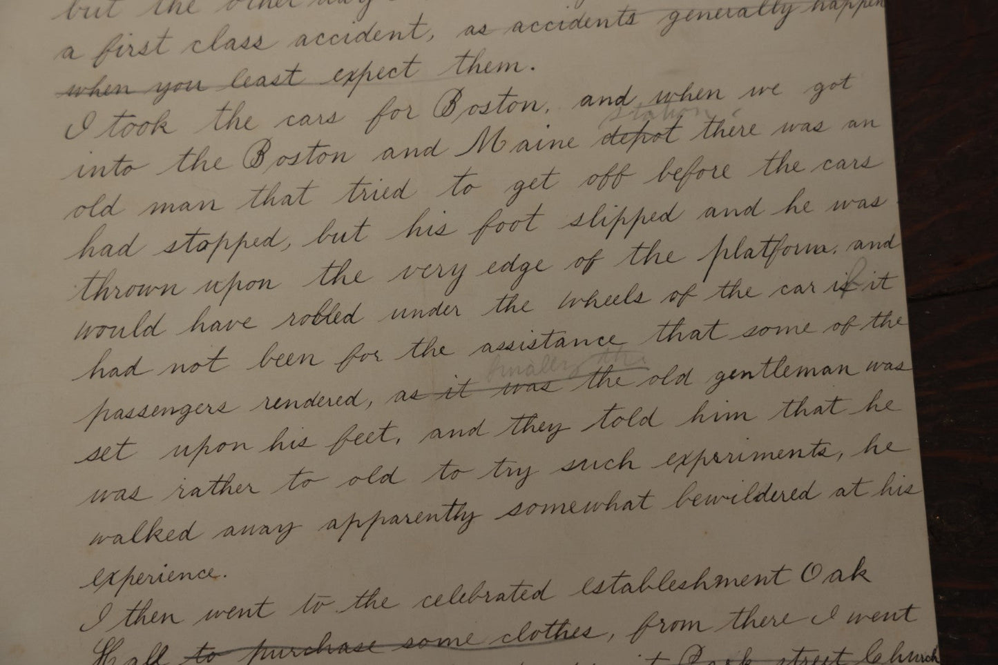 Lot 095 - Antique Ephemera Piece, "My Visit To Boston," Short Story Of Near Train Accident By Luly Lee Baker, Late 19Th Century, Handwritten, East Somerville, Massachusetts