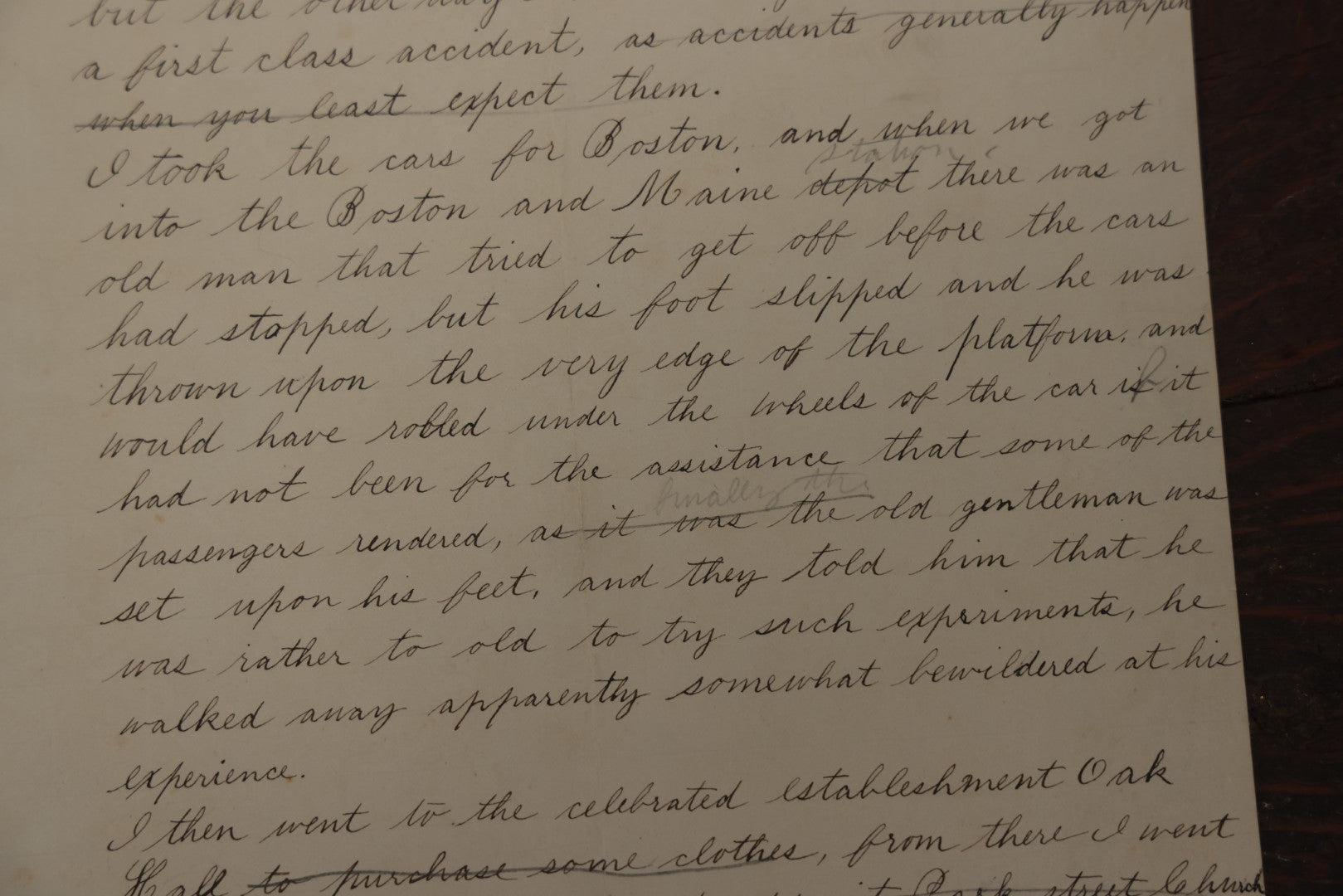 Lot 095 - Antique Ephemera Piece, "My Visit To Boston," Short Story Of Near Train Accident By Luly Lee Baker, Late 19Th Century, Handwritten, East Somerville, Massachusetts