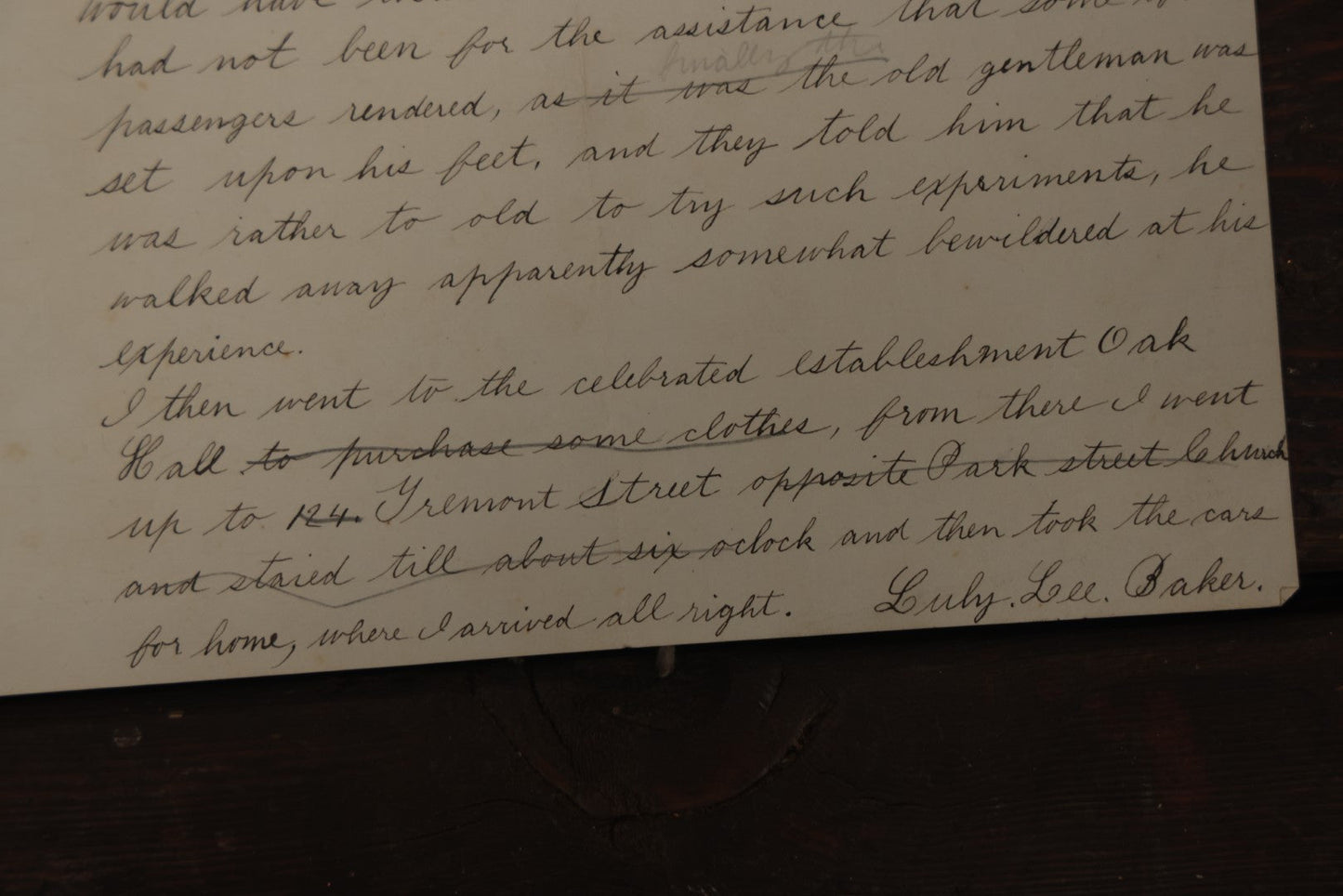 Lot 095 - Antique Ephemera Piece, "My Visit To Boston," Short Story Of Near Train Accident By Luly Lee Baker, Late 19Th Century, Handwritten, East Somerville, Massachusetts
