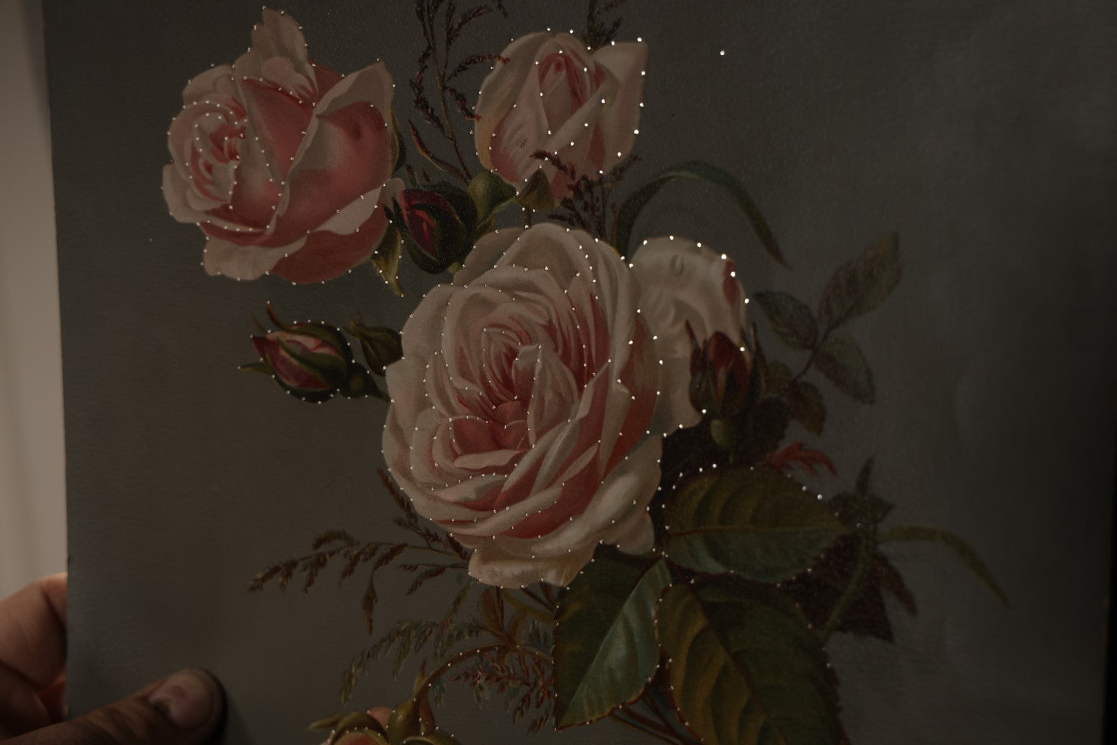 Lot 097 - Grouping Of Four Botanical And Floral Chromolithographs, Including One With Pinholes For Light Effect, Roses, Forget-Me-Nots, Violets, And More