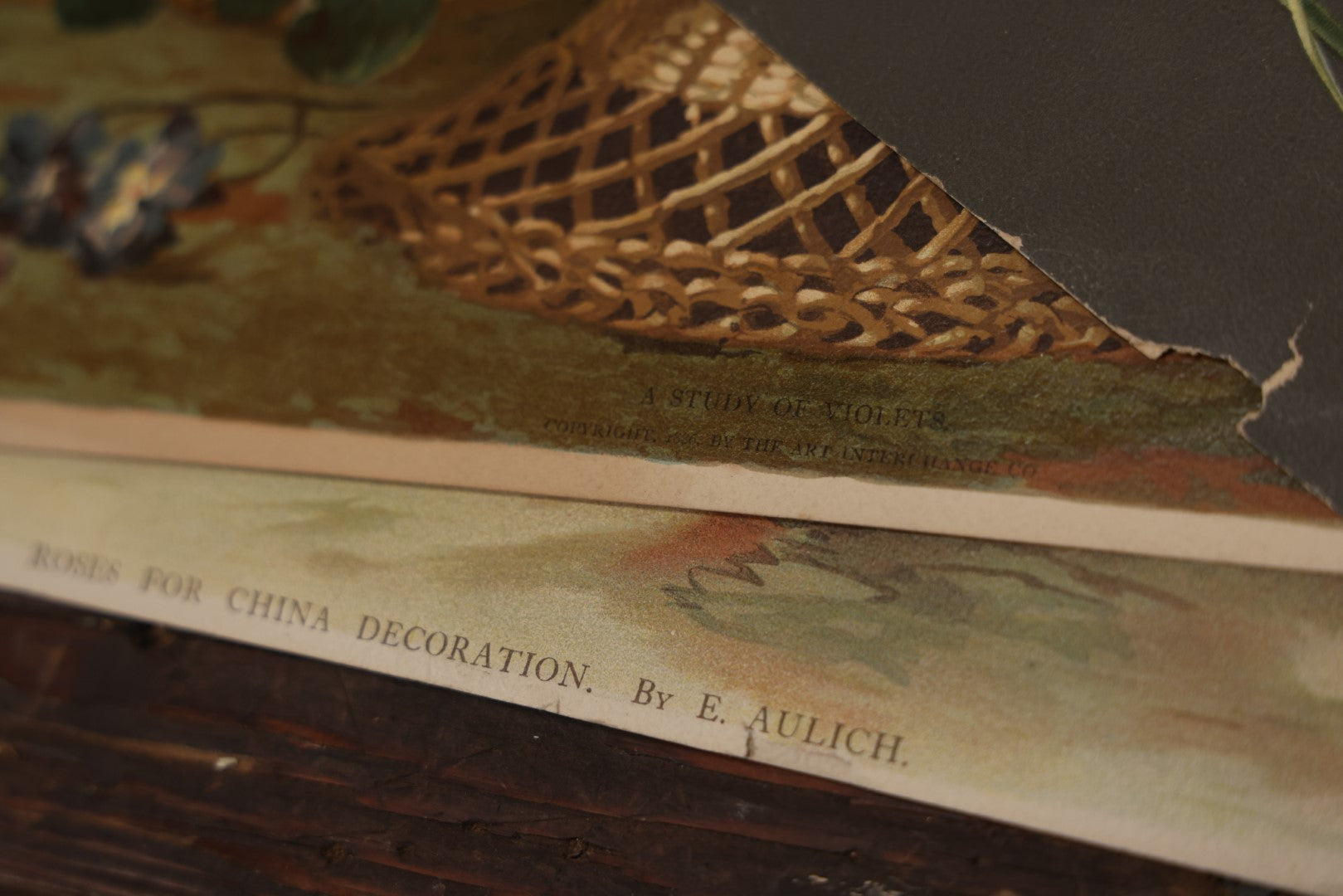 Lot 097 - Grouping Of Four Botanical And Floral Chromolithographs, Including One With Pinholes For Light Effect, Roses, Forget-Me-Nots, Violets, And More