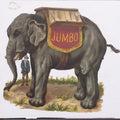 Lot 098 - Single Ephemera Scrap, Die Cut Circus Elephant "Jumbo" Mounted To Plain White Paper, Note Losses, Tail Detached