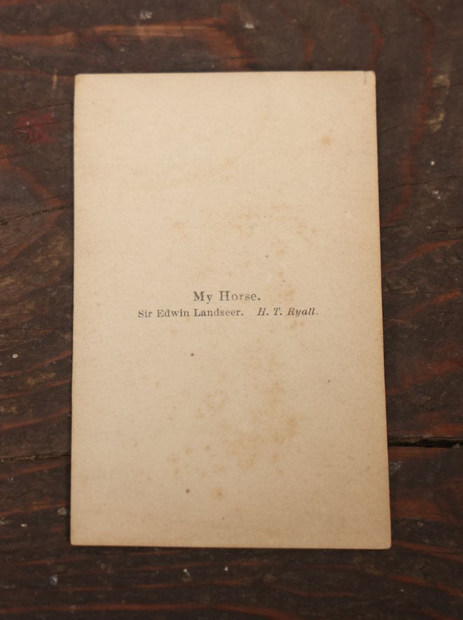 Lot 102 - Antique Carte De Visite C.D.V. Album Filler Card, "My Horse," Illustration By Sir Edwin Landseer, H.T. Ryall