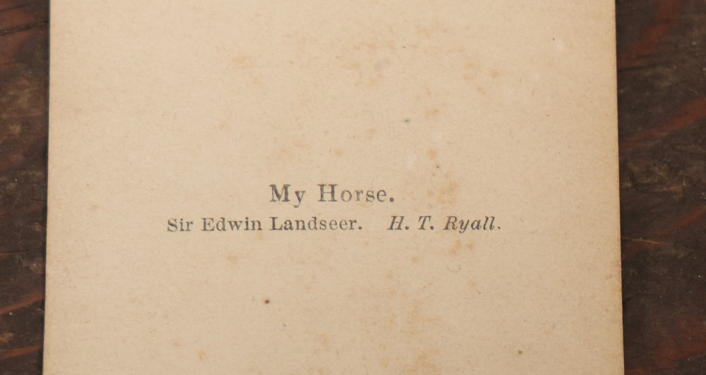 Lot 102 - Antique Carte De Visite C.D.V. Album Filler Card, "My Horse," Illustration By Sir Edwin Landseer, H.T. Ryall