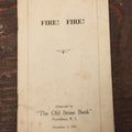 Lot 103 - "Fire! Fire!" Vintage Booklet On The History Of Firefighting Apparatus, Firefighters, Advertisement For "The Old Stone Bank," Providence, Rhode Island, 1932