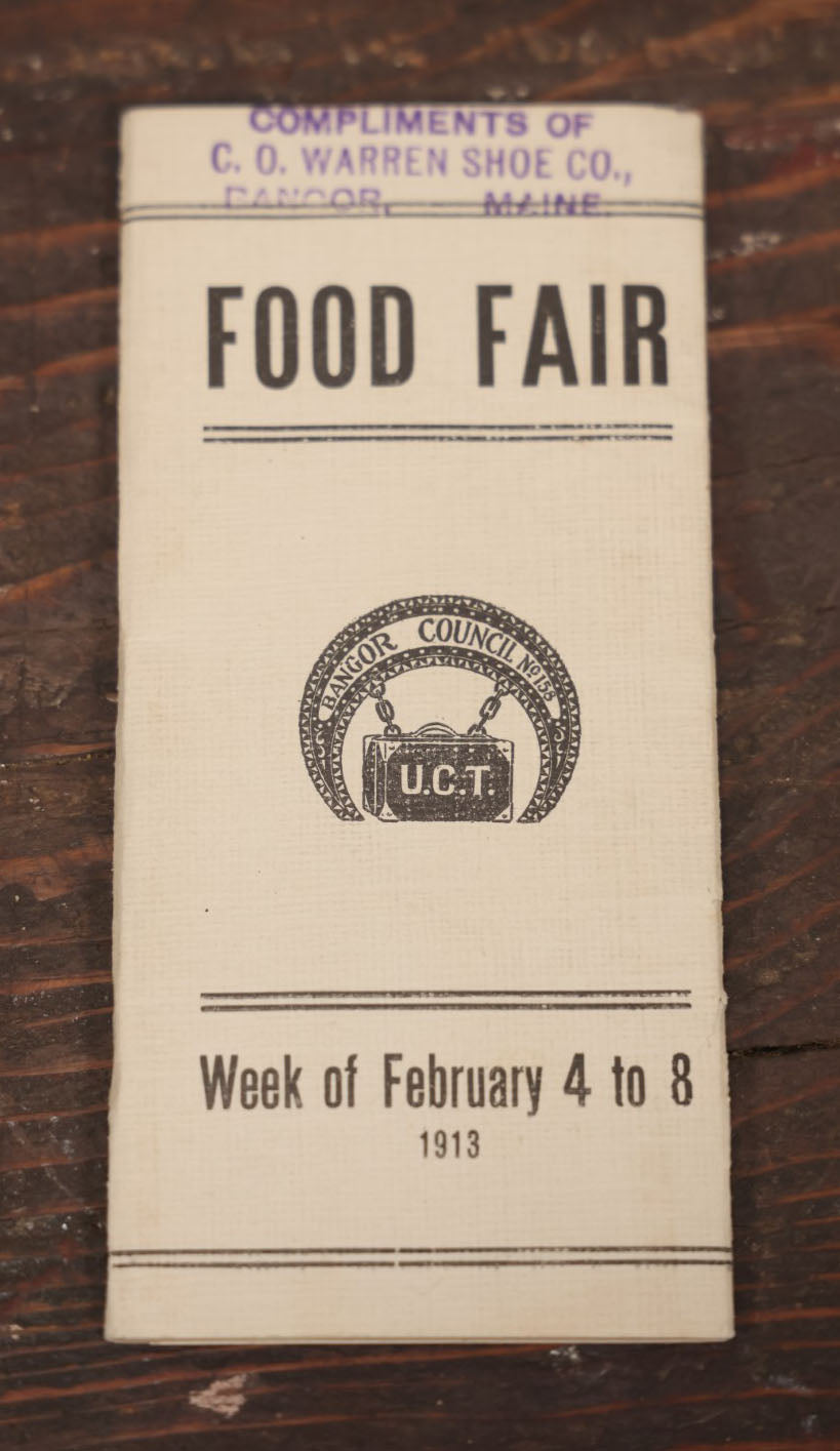 Lot 104 - Antique Program For The Bangor, Maine Food Fair, February 4 To 8, 1913, With Many Advertisements