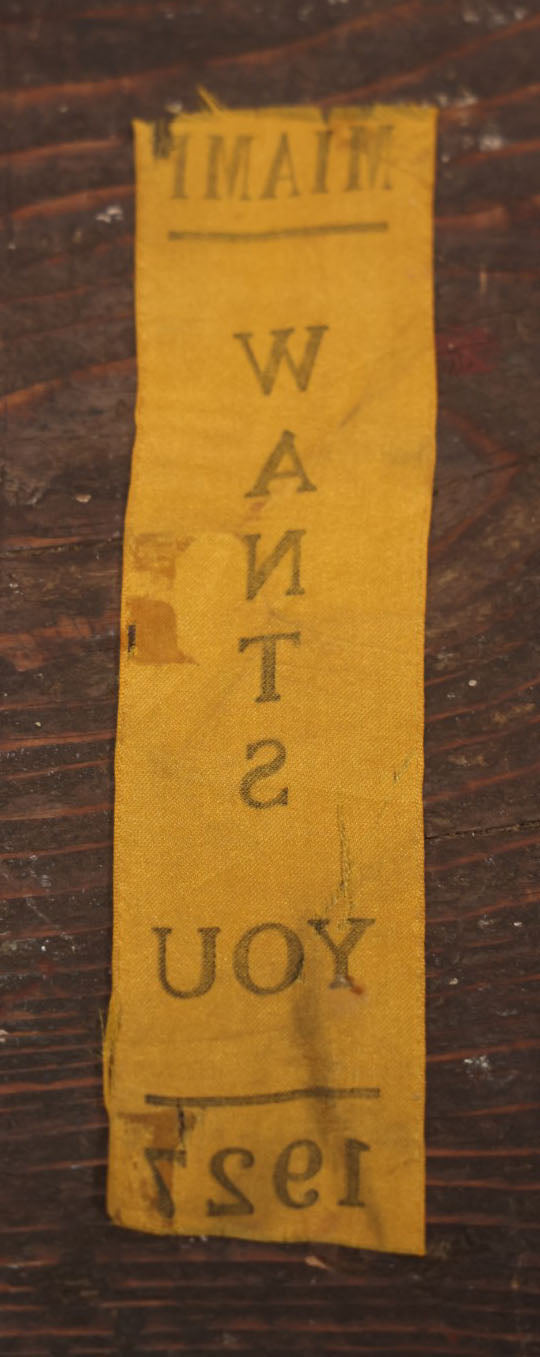 Lot 105 - "Miami Wants You" Vintage 1927 Yellow Ribbon