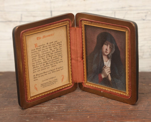 Lot 107 - Vintage Virgin Mary Pocket Prayer Case, Contains The Memorare, Catholic Prayer, Imprimatur Of Archbishop Patrick Cardinal Hayes Of New York, 1928