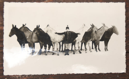 Lot 108 - Antique Snapshot Photograph Of Mabel Mach And Her Circus Mules, Wilmington Ohio, With Stamp From Marion W. Organ, Circusiana Dealer