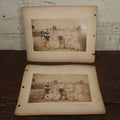 Lot 007 - Pair Of Early Antique Baseball Team Group Mounted Photographs, From A Photo Album, Note Pitcher In Background, Early Uniforms And Gear, Circa Late 1880s, Other Photos On Back, Approx 7-1/2" x 4-1/2" Actual Photo Dimensions