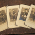 Lot 042 - Grouping Of Four Antique Foldered Portrait Photos Of A Young Knights Templar / Freemasons Member, "Dan," In Uniform With Skull And Crossbones Apron, From Gardner Artist Studio, Gardner, Massachusetts