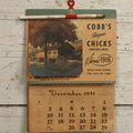 Lot 092 - Vintage December 1951 Advertising Calendar From Cobb's Pedigreed Chicks, Concord, Massachusetts, Featuring The Covered Bridge At Charlemont, Massachusetts, With Pencil