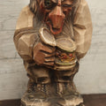 Lot 115 - Vintage Norwegian Ceramic Faux-Wood Carved Troll Figure, Circa 1950s, Norway, Figur Kunst Hauketo, Holding Beer Stein