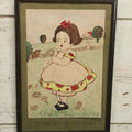 Lot 122 - Framed Vintage Watercolor Painting Of A Little Girl On A Farm Picking Petals Off A Daisy, "He Loves Me, He Loves Me Not", No Glass In Frame