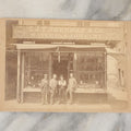 Lot 028 - Antique Cabinet Card Occupational Photograph Of C.J.F. Sherman & Co., Watches And Jewelry, With Men Outside, Note Optometrist Glasses Sign In Window, By Rand & Gould, Photographers, Boston