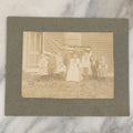 Lot 030 - Antique Boarded Photograph Of A Woman And Children In Front Of As 48 Star American Flag, Early 20th Century, Little Girl Identified As Teresa Heyes