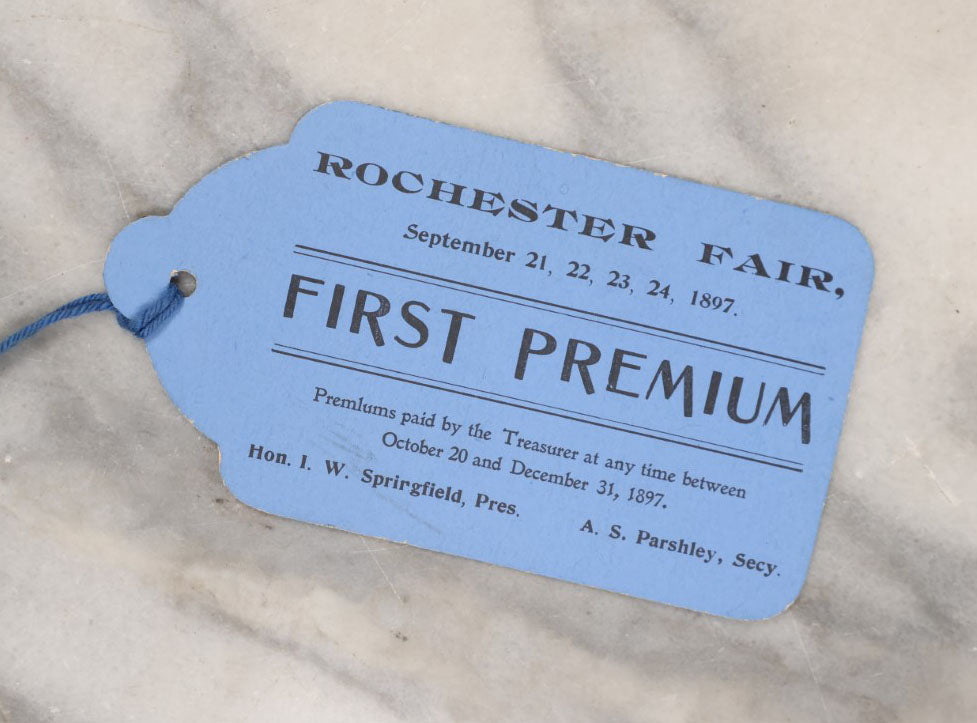 Lot 083 - Grouping Of 10+ Antique Rochester Fair "Premiums" Tags, 1897