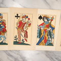 Lot 086 - Grouping Of Four Vintage Prints Of Playing Card Art, Featuring Jesters, Queens, And More, In Bright, Bold Color