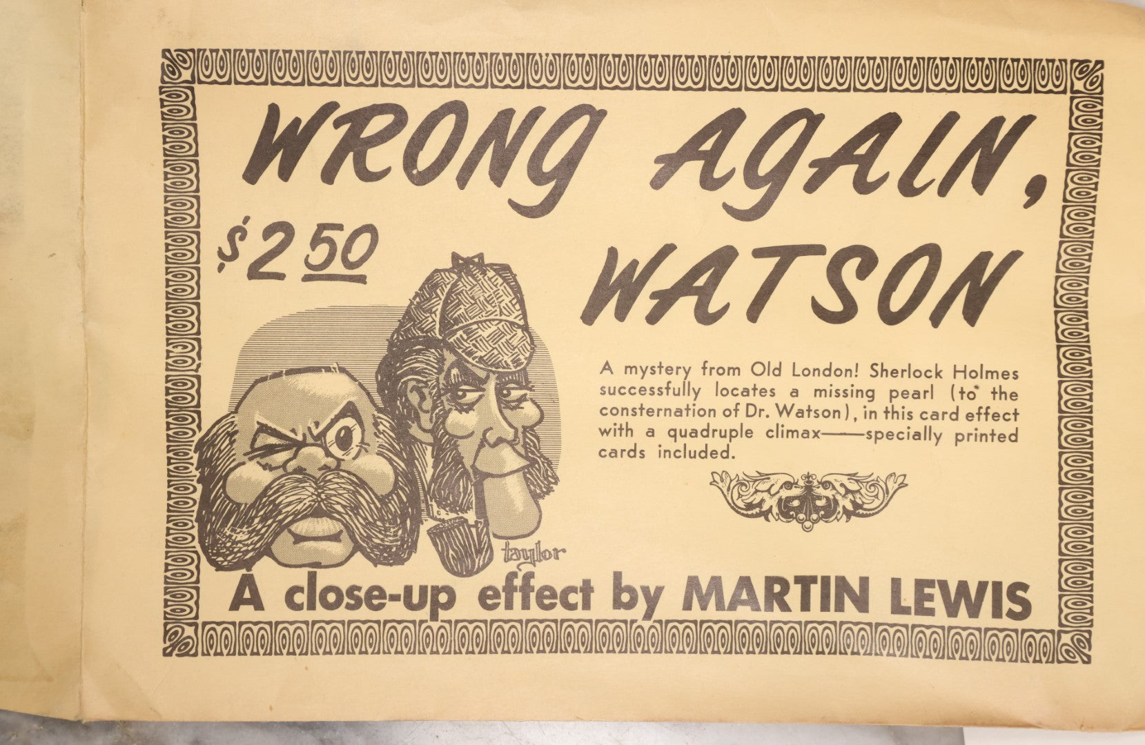 Lot 101 - Wrong Again Watson, Vintage Magic Card Trick With Original Folder, Cards, And Instructions, Sherlock Holmes Themed Magic Trick, A Close-Up Effect By Martin Lewis