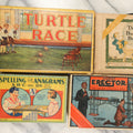 Lot 185 - Grouping Of Four Antique And Vintage Children's Toys / Games Including Gilbert Erector Set, Spelling Anagrams, Turtle Race, And Bubble Book With Records