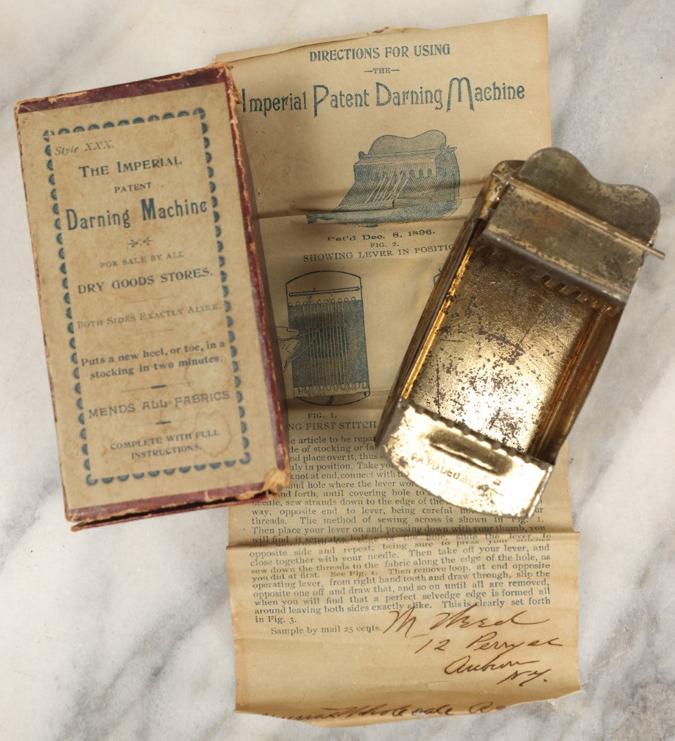 Lot 192 - The Imperial Patent Darning Machine, Mends All Fabrics, In O ...