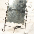 Lot 197 - Antique Chipped Glass Convertible Dresser Mirror, Free Stands On Kick Stand, Or Fold Kick Stand For Hand Holding, Note Wear