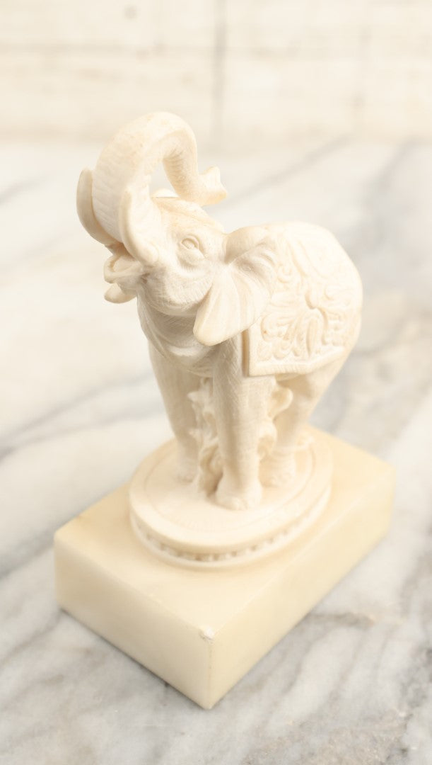 Lot 200 - Vintage Italian Faux Marble Elephant Statue, With Original Sticker, Made In Italy