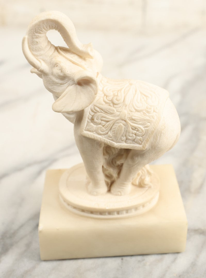 Lot 200 - Vintage Italian Faux Marble Elephant Statue, With Original Sticker, Made In Italy