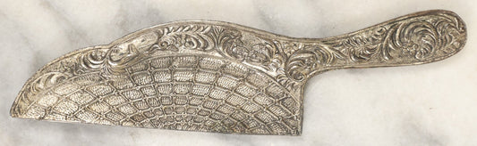 Lot 072 - Vintage Cast Metal Crumb Tray With Spiderweb Design, Ornate Handle, Made In Japan, Marked