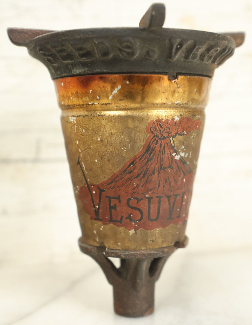 Lot 086 - Antique No. 600 Vesuvius Seeds Alcohol Or Gas Stove Burner, Possibly Houghin's Mayflower, As Seen In Hibbard, Spencer, Bartlett And Co. Catalogue, With Mount Vesuvius Volcano Eruption Graphic, Circa 1900