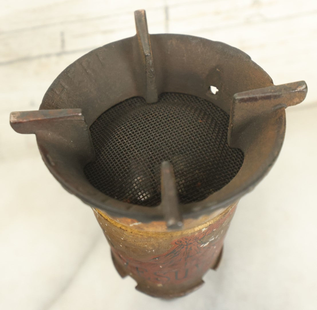 Lot 086 - Antique No. 600 Vesuvius Seeds Alcohol Or Gas Stove Burner, Possibly Houghin's Mayflower, As Seen In Hibbard, Spencer, Bartlett And Co. Catalogue, With Mount Vesuvius Volcano Eruption Graphic, Circa 1900