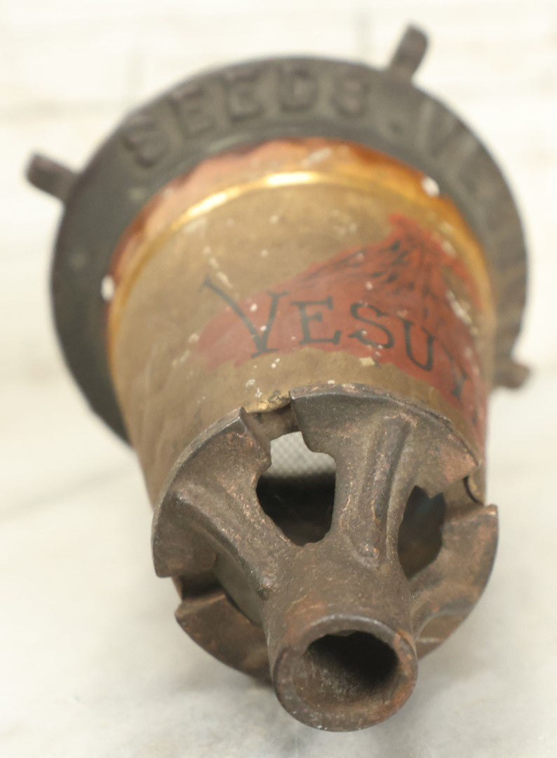 Lot 086 - Antique No. 600 Vesuvius Seeds Alcohol Or Gas Stove Burner, Possibly Houghin's Mayflower, As Seen In Hibbard, Spencer, Bartlett And Co. Catalogue, With Mount Vesuvius Volcano Eruption Graphic, Circa 1900