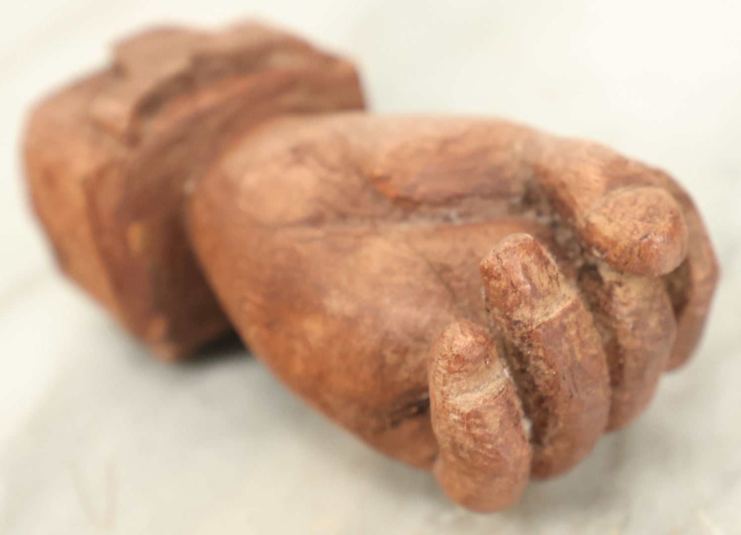 Lot 087 - Antique Nautical Hand Carved Sailor Folk Art Fist Touching Thumb To Middle Finger Gesture, With Carved Whale And Whale's Tail, Likely Sailor Made