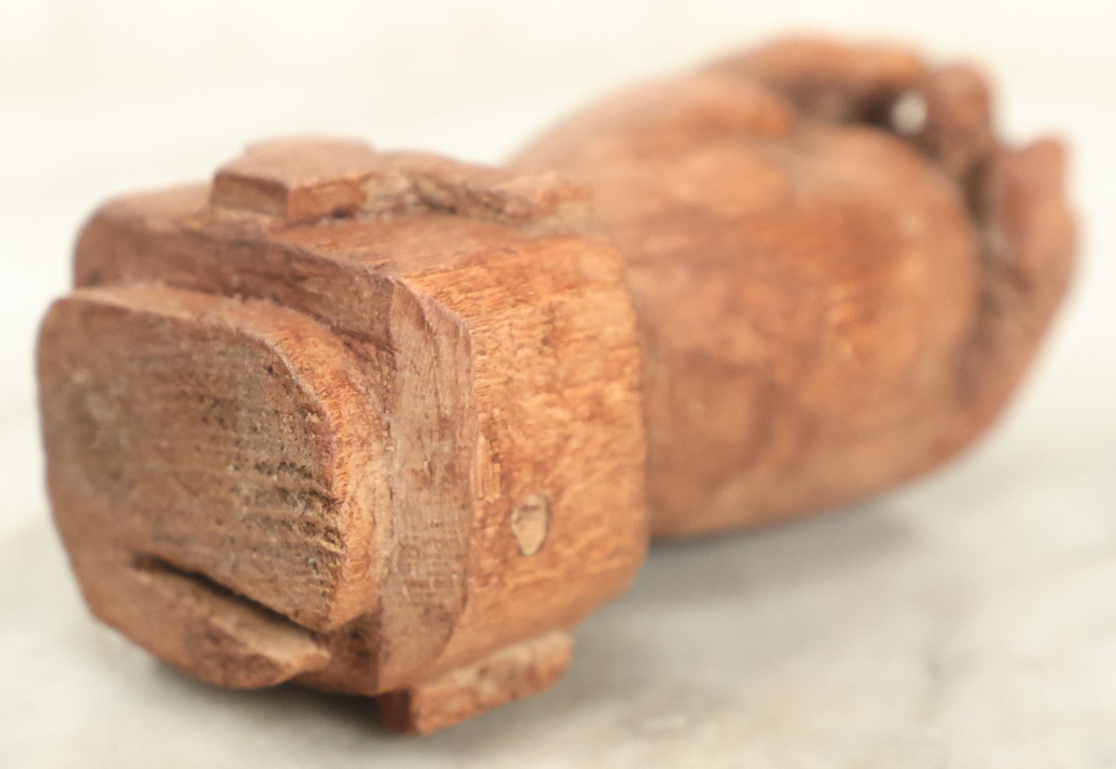 Lot 087 - Antique Nautical Hand Carved Sailor Folk Art Fist Touching Thumb To Middle Finger Gesture, With Carved Whale And Whale's Tail, Likely Sailor Made