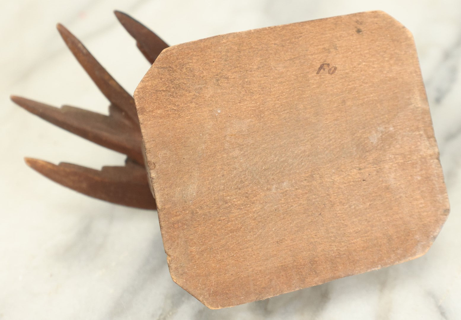 Lot 089 - Hand Carved Folk Art Toothpick Holder With Birds, Painted Swallow, Signed F.O. On Bottom, Note Losses, Damage