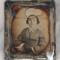 Lot 099 - Antique 1/6th Plate Daguerreotype Photograph Of A Pretty Young Woman With Black Lace Gloves And A Lace Collar, No Case Or Preserver, Marked Aunt Josephine On Verso, Note Heavy Wear