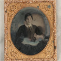 Lot 101 - Antique 1/6th Plate Ruby Ambrotype Photograph Of A Pretty Young Woman With A White Collar Tied With A Bow, Tinter Gold Jewelry And Watch Fob, White Ruffled Sleeves