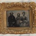 Lot 104 - Antique 1/6th Plate Ambrotype Of A Family, Mother, Father, Daughter, And Small Child, In Custom Gesso Frame